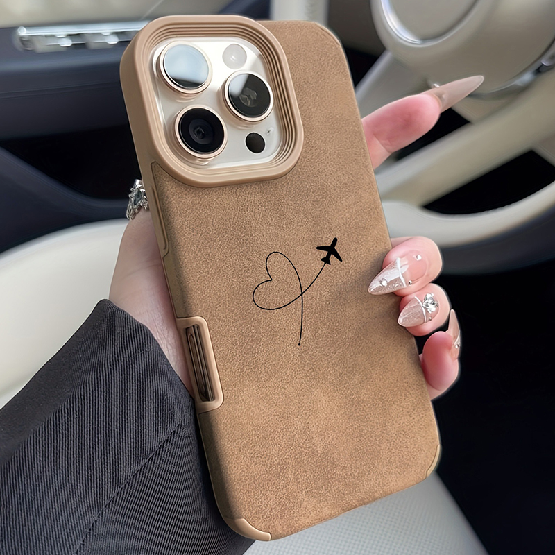 Leather X - Uçak Rotası Kalp Desenli Suni Deri
