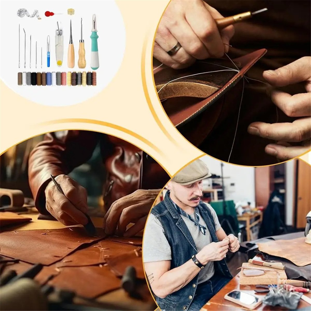 Leatherwork Needles - AA77 YENİ Deri Yapım Seti Deri