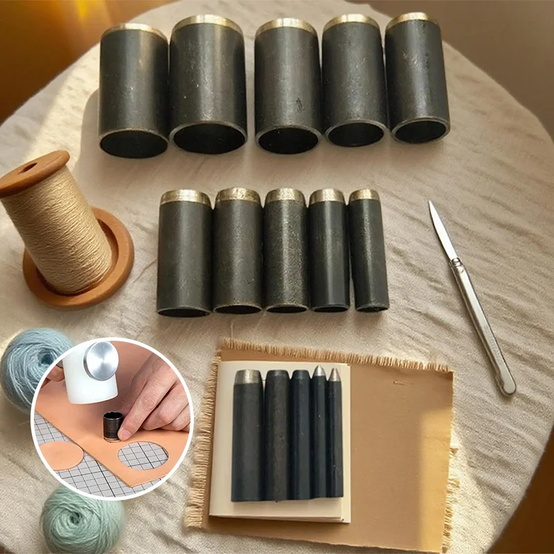 15 boyutları yuvarlak deri del - Leatherwork Punching Tool incelemesi ve fiyatı